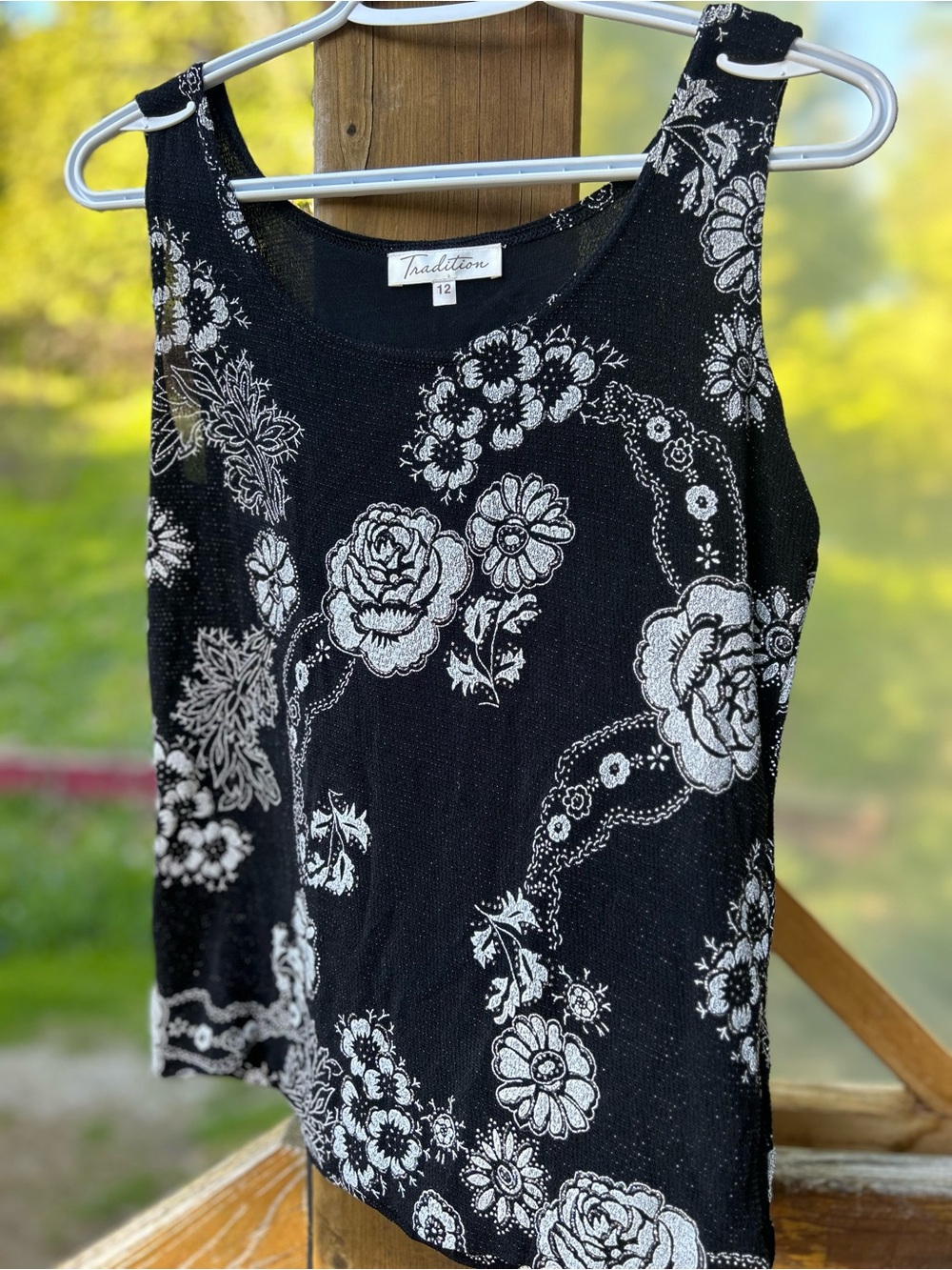 Tradition Black Floral Tank Top • Women's 12